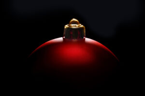 close up christmas ball against the black background